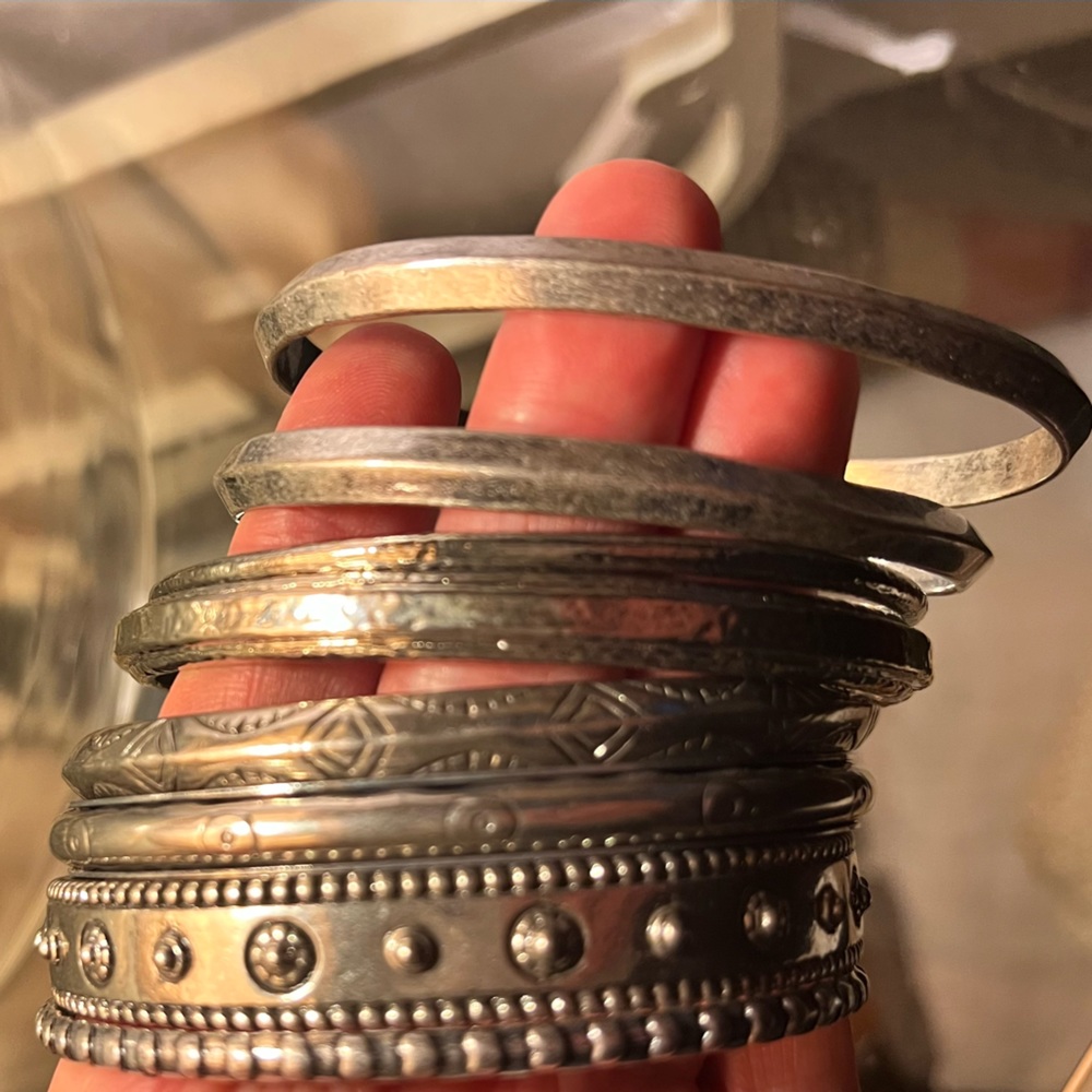 Set of 8 Chico’s Silver Bangle Bracelets